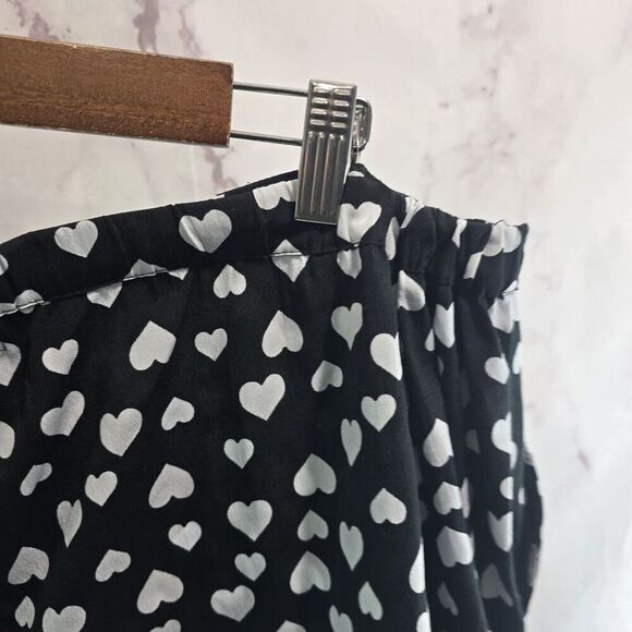 Anthropologie Pajamas Womens 2X Black White PJ Set Shorts Heart Polka Dot Button - Picture 13 of 15